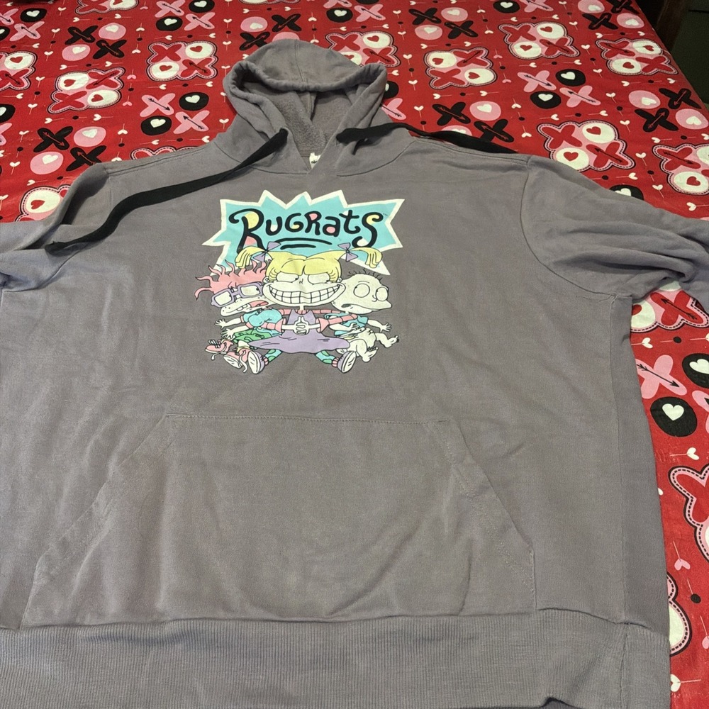 Nickelodeon Rugrats Pullover Hoodie Purple Size Large 19"‎ S, 48" C Y2K Memories